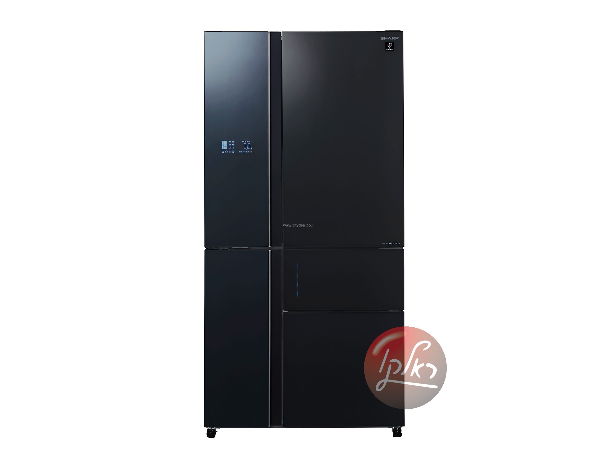 מקרר 5 דלתות Sharp SJ-9731 – 661 ליטר מהדרין עם PLASMACLUSTER וחלל ענק ללא מחיצה זכוכית שחורה | יבואן רשמי