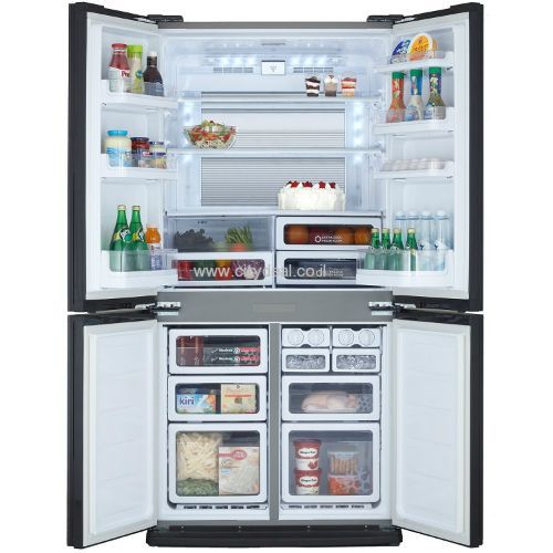 מקרר 4 דלתות מקפיא תחתון Sharp SJ-FS87-WH - זכוכית לבנה – תמונה 2