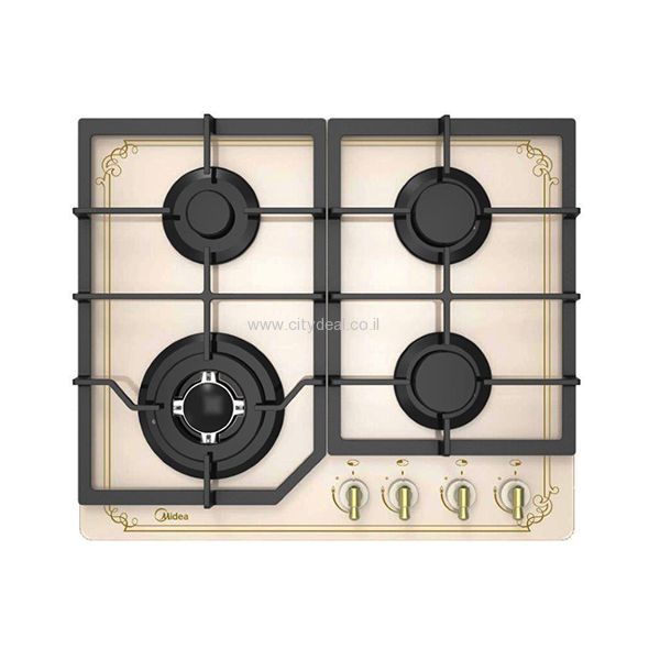כיריים גז Midea 60G40ME084GFT – ברוחב 60 ס״מ זכוכית שמנת בעיצוב רטרו עם מבער טורבו | יבואן רשמי-משלוח מהיר