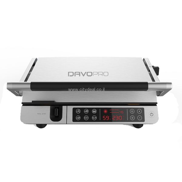 טוסטר לחיצה / גריל Davo PRO DGR820 – עם 6 תוכניות בישול, מד טמפרטורה ופלטות נשלפות | יבואן רשמי-משלוח מהיר