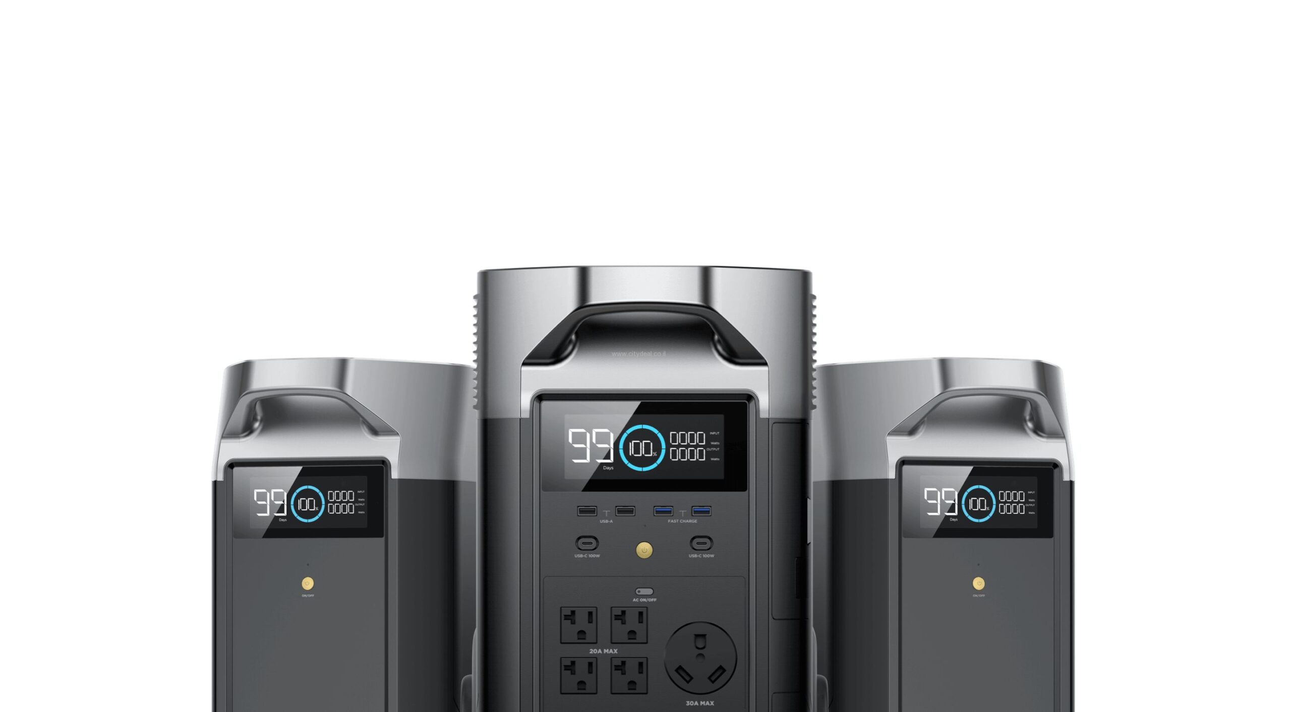 תחנת כח ניידת DELTA ECOFLOW PRO 3600 + זוג תאי הרחבה PRO 3600 בהספק 10.8kWh