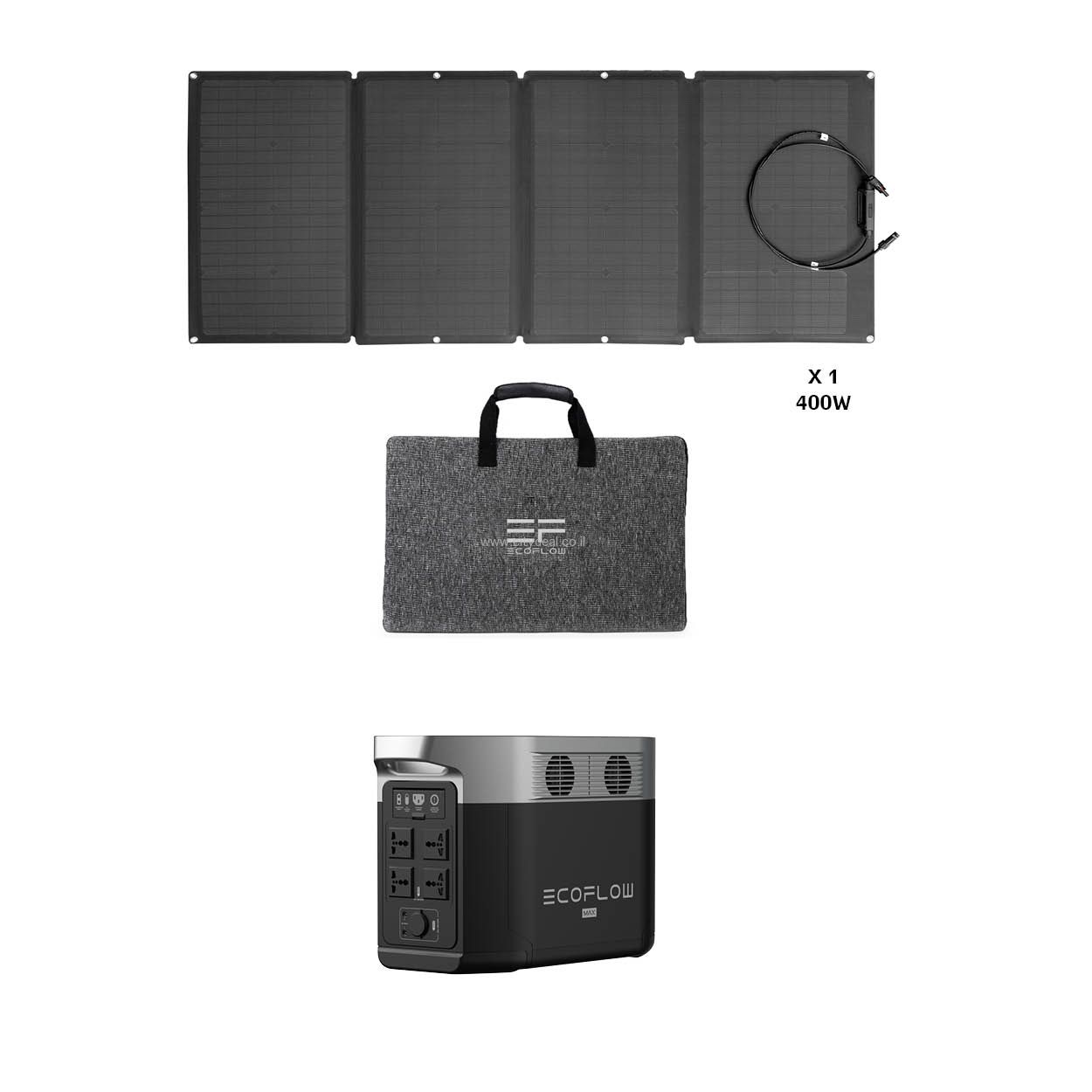 EcoFlow DELTA 2000MAX + פאנל סולארי 400W – תחנת כוח ניידת היברידית לבית ולשטח | יבואן רשמי