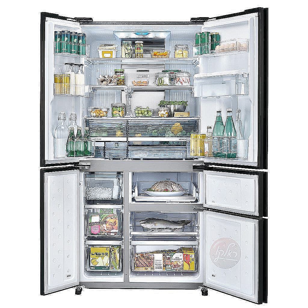 מקרר 5 דלתות Sharp SJ-9730BK – 661 ליטר מהדרין עם PLASMACLUSTER וחלל ענק ללא מחיצה | זכוכית שחורה | יבואן רשמי – תמונה 2