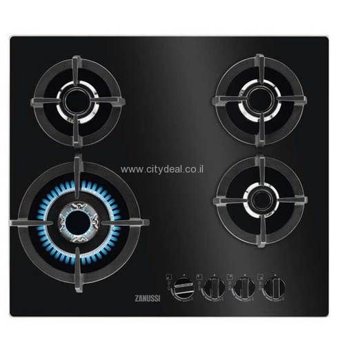 Zanussi ZGO68420BA כיריים גז 60 ס״מ זכוכית שחורה זנוסי יבואן רשמי | משלוח מהיר