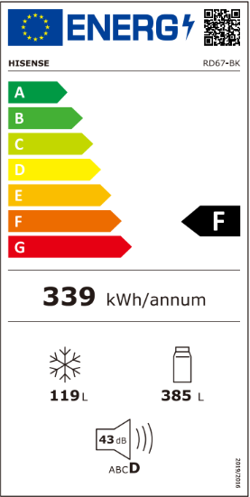 מקרר מקפיא עליון Hisense דגם RD67BK יבואן רשמי – תמונה 2