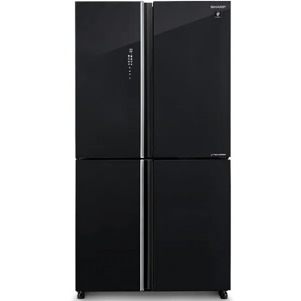 מקרר 4 דלתות מקפיא תחתון Sharp SJ-8590-BK שארפ 532 ליטר No Frost זכוכית שחורה עם פיקוד שבת - יבואן רשמי – תמונה 2