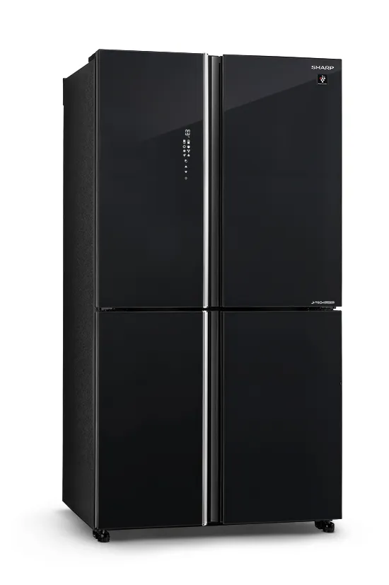 מקרר 4 דלתות מקפיא תחתון Sharp SJ-8590-BK שארפ 532 ליטר No Frost זכוכית שחורה עם פיקוד שבת - יבואן רשמי – תמונה 4