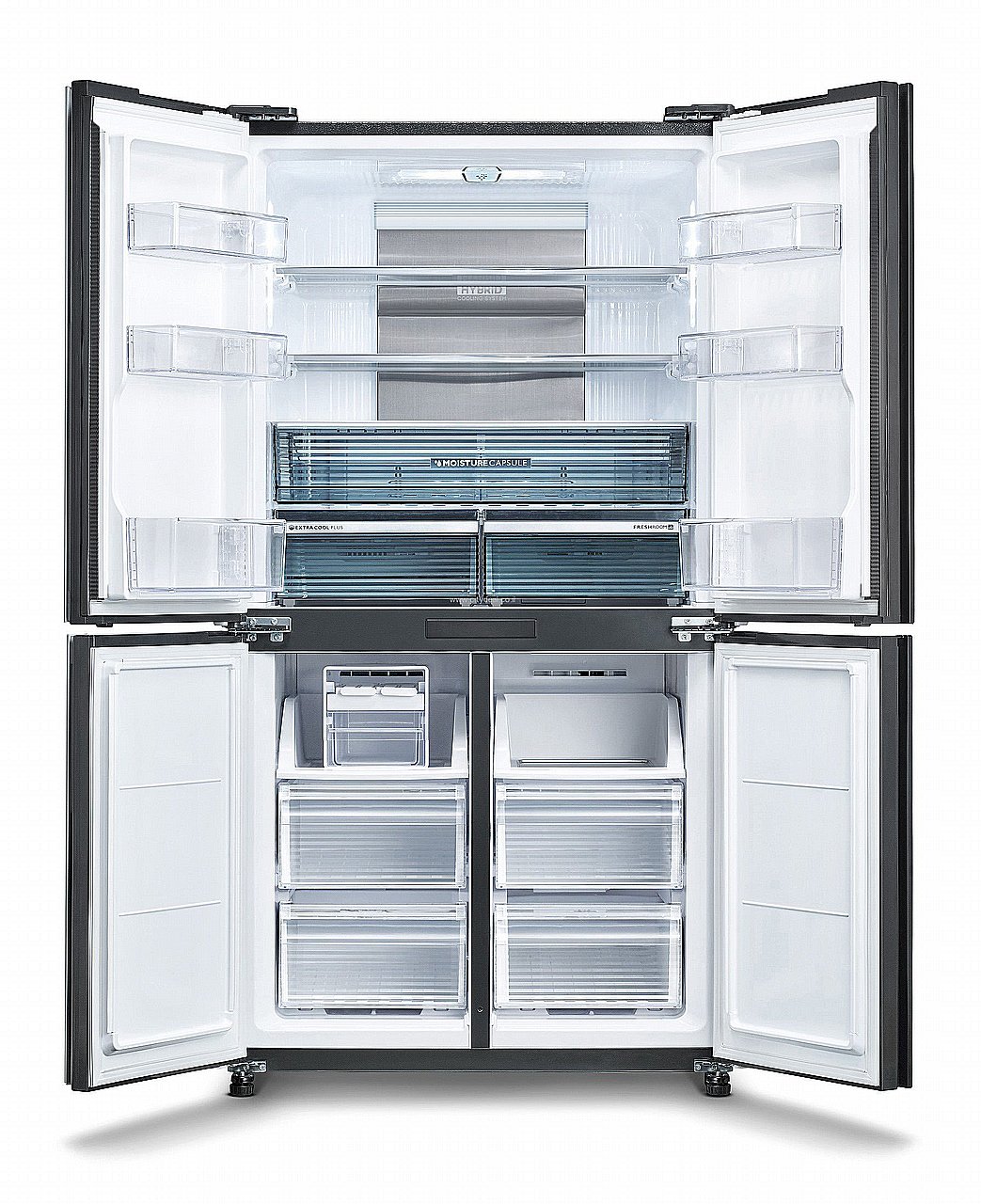 מקרר 4 דלתות מקפיא תחתון Sharp SJ-8570W שארפ 532 ליטר No Frost לבן עם פיקוד שבת - יבואן רשמי | משלוח מהיר – תמונה 2
