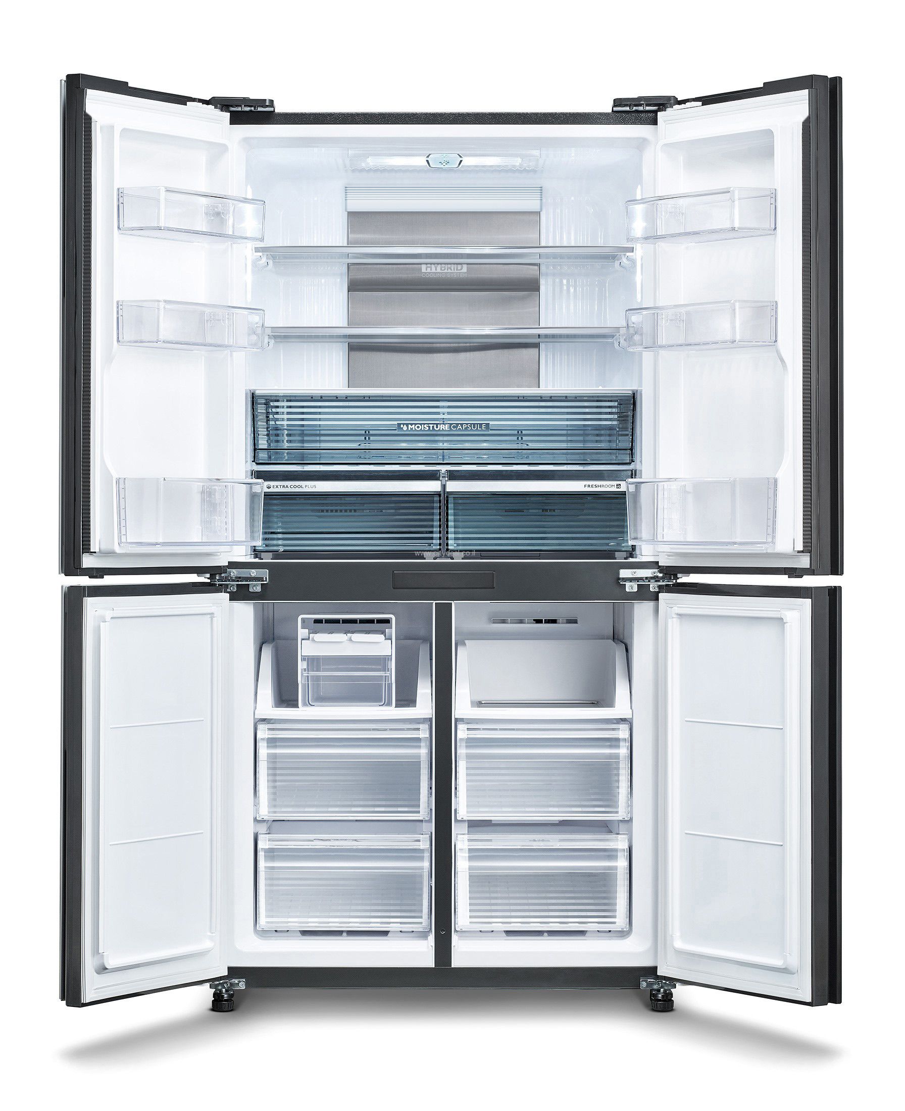 מקרר 4 דלתות מקפיא תחתון Sharp SJ-8570SL שארפ 532 ליטר No Frost נירוסטה מושחרת עם פיקוד שבת - יבואן רשמי | משלוח מהיר – תמונה 2