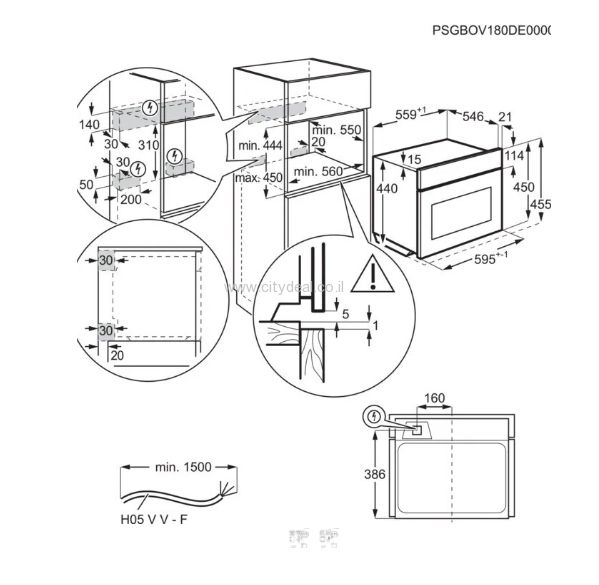 תנור בנוי משולב מיקרוגל Zanussi ZVENM7X1 43 ליטר, גובה 45 ס״מ | יבואן רשמי