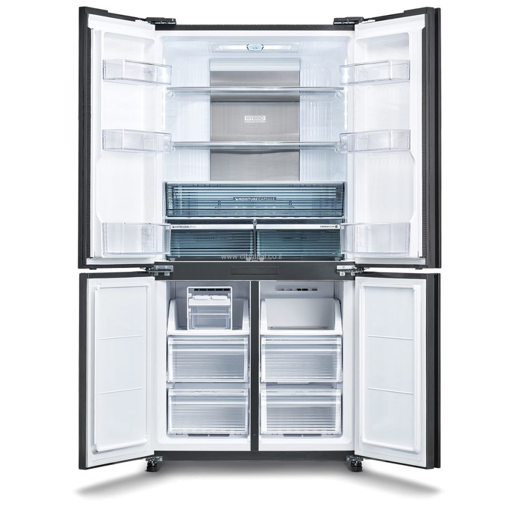 מקרר 4 דלתות מקפיא תחתון Sharp SJ-8950SL שארפ 578 ליטר אינוורטר No Frost נירוסטה שחורה עם פיקוד שבת - יבואן רשמי – תמונה 2