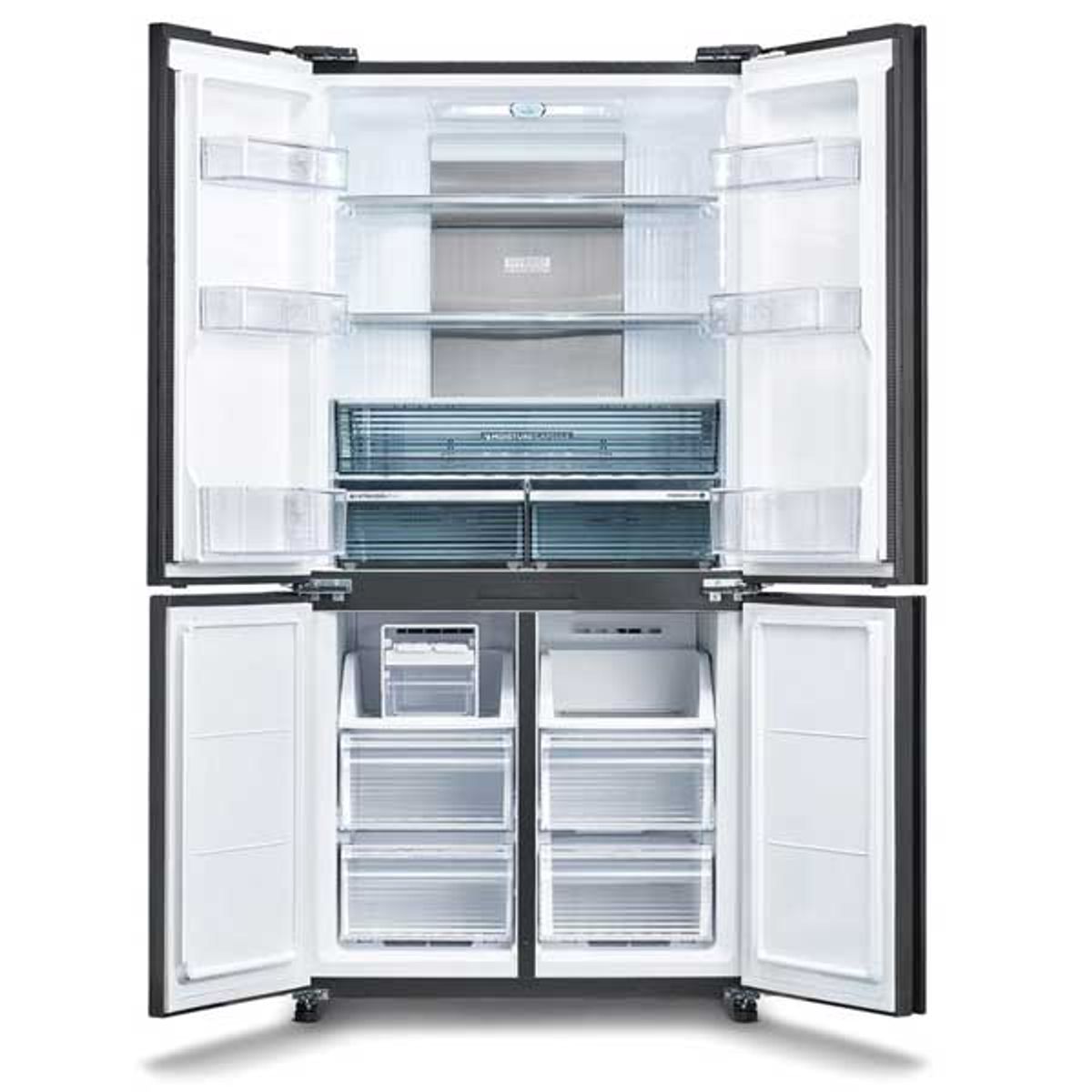 מקרר 4 דלתות מקפיא תחתון Sharp SJ-8960WH שארפ 578 ליטר אינוורטר No Frost זכוכית לבנה עם פיקוד שבת - יבואן רשמי – תמונה 2