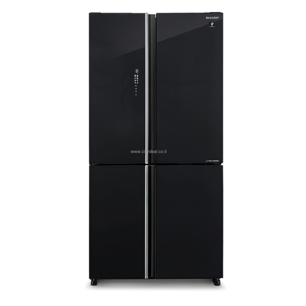 מקרר 4 דלתות מקפיא תחתון Sharp SJ-8960BK שארפ 578 ליטר אינוורטר No Frost זכוכית שחורה עם פיקוד שבת - יבואן רשמי