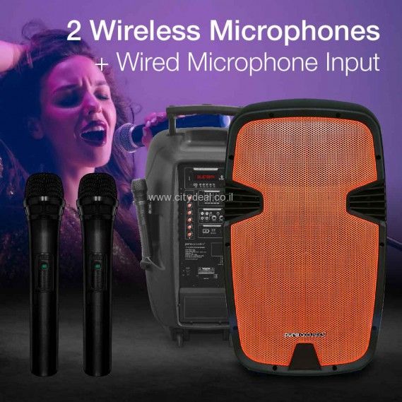 בידוריות קריוקי ניידת 15״ Pure Acoustics דגם PMW-3015 יבואן רשמי – תמונה 4