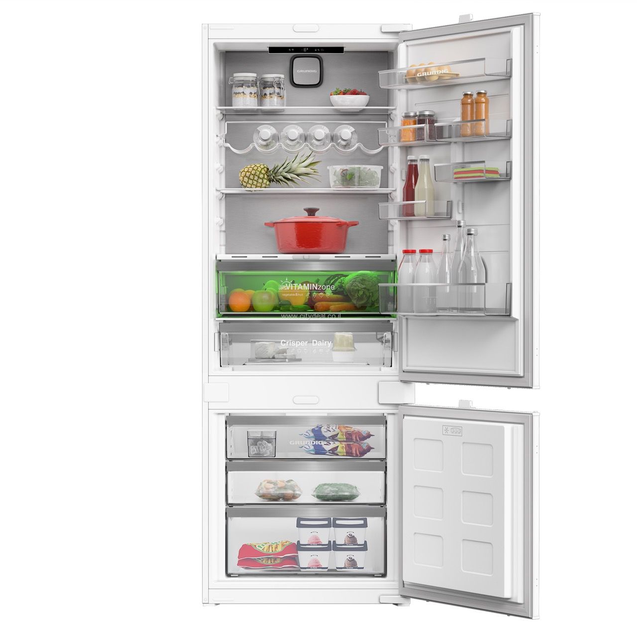 מקרר אינטגרלי מקפיא תחתון GRUNDIG דגם GKNI56930FN יבואן רשמי