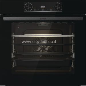 תנור אפייה בנוי פירוליטי 77 ל׳ Gorenje BPS6737E14BG | 360° MultiFlow | זכוכית שחורה |