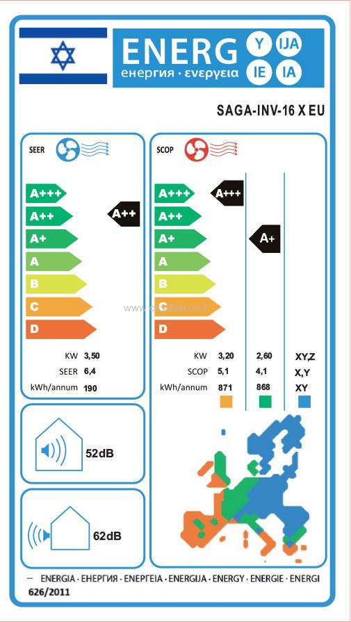 מזגן עילי 1.25 כ"ס SAGA דגם INV-16 X EU מבית טורנדו יבואן רשמי – תמונה 2