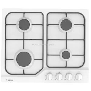 כיריים גז 4 להבות Midea 60SJ401 – משטח אמאייל לבן 60 ס"מ | יבואן רשמי-משלוח מהיר