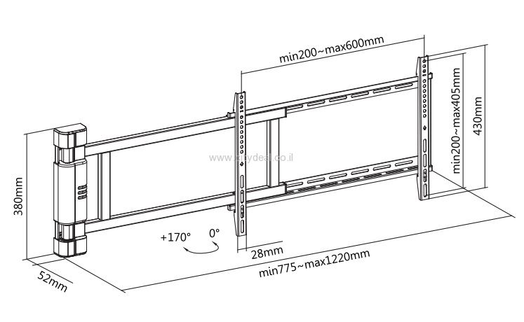 זרוע חשמלית לטלוויזיה עד 75" דגם PLB-M06 – תמונה 6