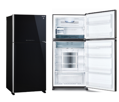מקרר מקפיא עליון Sharp SJ-GTR820G-BK – 601 ליטר זכוכית שחורה עם קירור היברידי | יבואן רשמי-משלוח מהיר