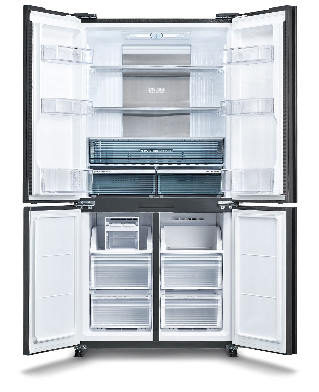 מקרר 4 דלתות שארפ Sharp SJ-FFSR89-BK מקפיא תחתון 572 ליטר NoFrost זכוכית שחורה - יבואן רשמי | משלוח מהיר – תמונה 3