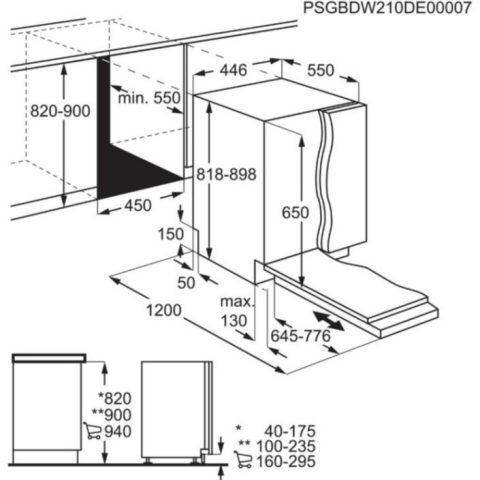 מדיח כלים אינטגרלי מלא צר AEG דגם FSE73507P יבואן רשמי – תמונה 2