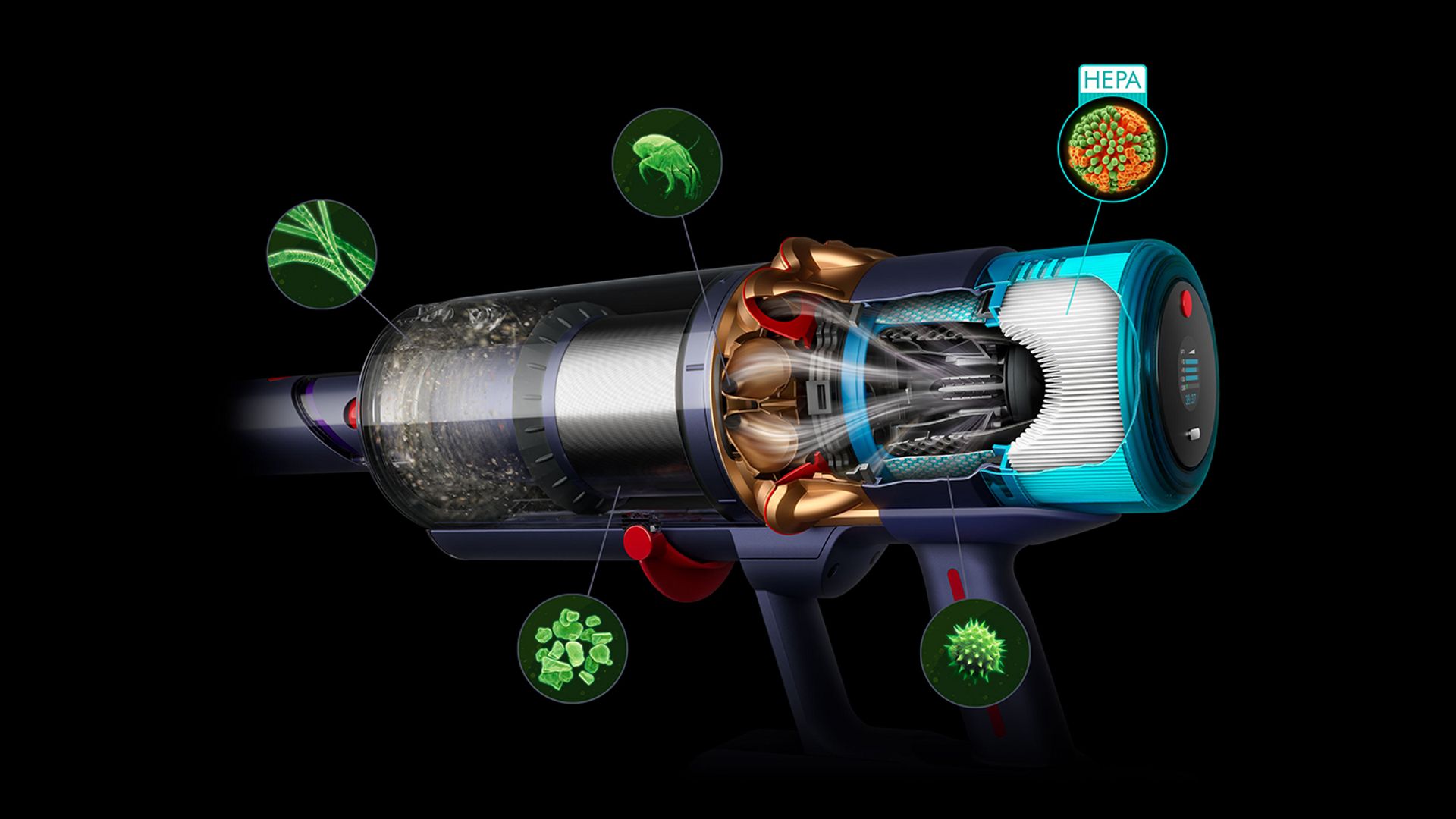 Dyson Gen5Detect Absolute – שואב אבק אלחוטי חכם 280AW עם Optic Fluffy ו-HEPA | יבואן רשמי – תמונה 12