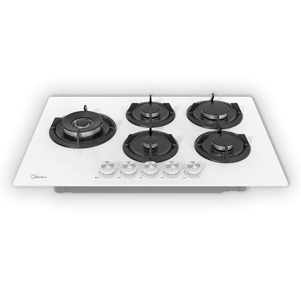 כיריים גז Midea 75GP503-W – זכוכית לבנה עם 5 מבערים ושליטה מדויקת | יבואן רשמי-משלוח מהיר – תמונה 3