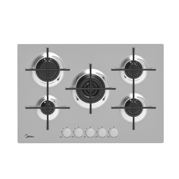 כיריים גז 5 להבות MIDEA 75SQ503 – SLIM DESIGN נירוסטה עם מבער טורבו | יבואן רשמי-משלוח מהיר