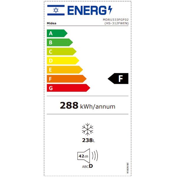 מקררמקפיא 227 ליטר MIDEA דגם MDRU333FGF02 יבואן רשמי – תמונה 4