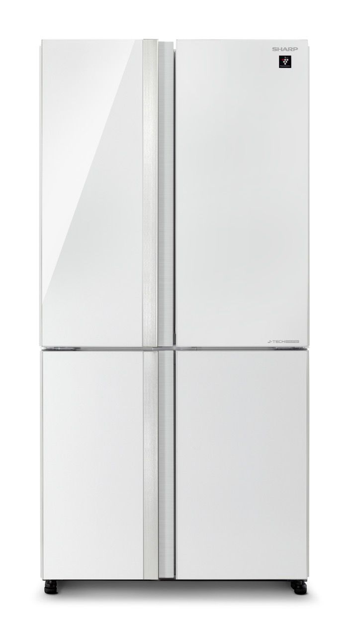 SHARP SJ-FSRN87WH מקרר 4 דלתות 611 ל׳ זכוכית-לבנה מקפיא תחתון Hybrid Cooling | יבואן רשמי-משלוח מהיר