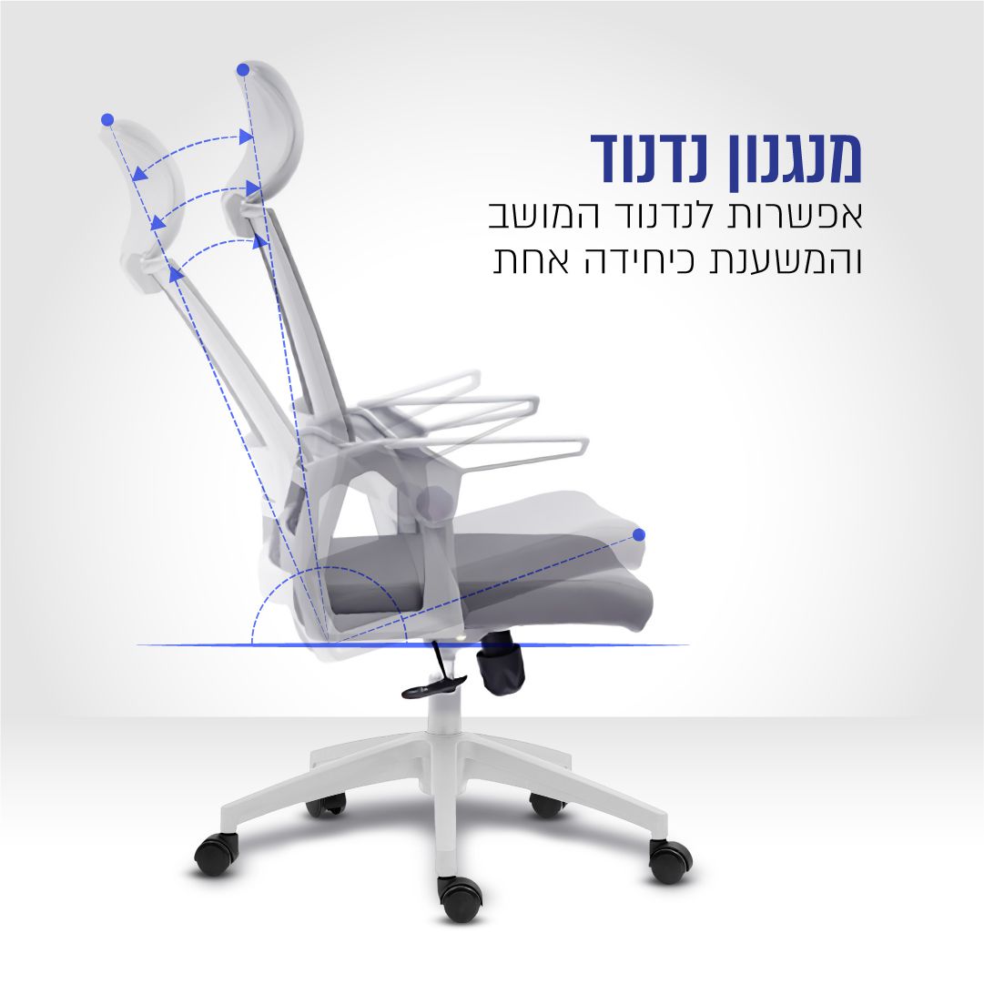 כיסא משרדי ארגונומי UNOMAS עם כרית תמיכת ראש דגם OCH-75-WHITE – תמונה 2