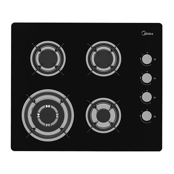 כיריים גז MIDEA 60GL403 – זכוכית שחורה 60 ס״מ עם 4 להבות SABAF | יבואן רשמי-משלוח מהיר