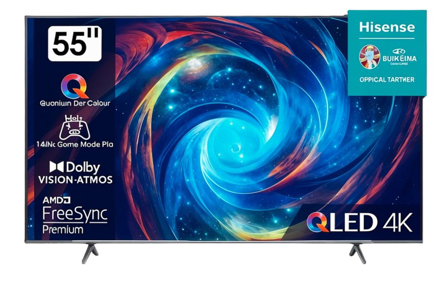 טלוויזיה חכמה 55 אינץ' HISENSE דגם 55E7KQ PRO QLED 4K יבואן רשמי