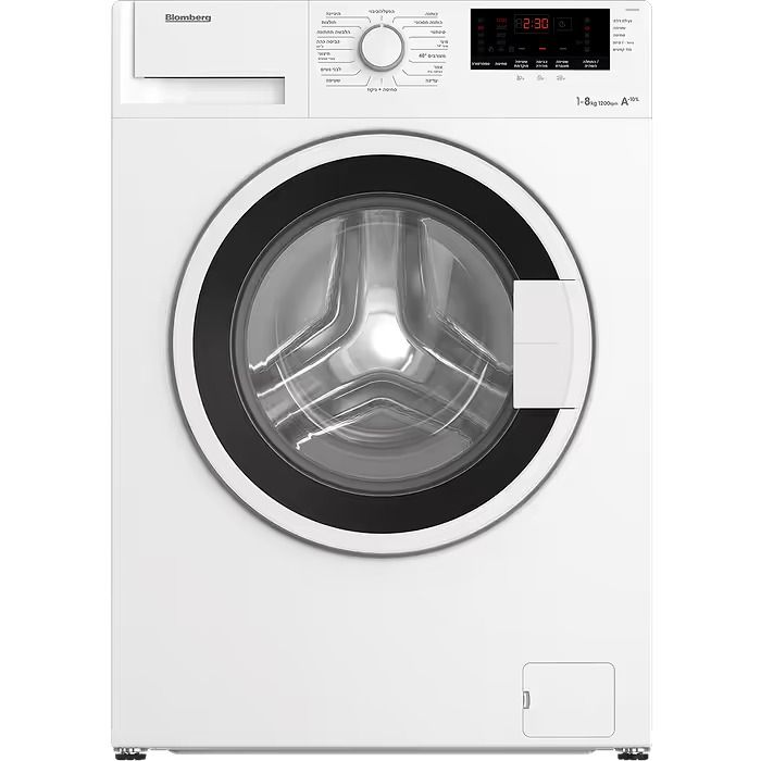 מכונת כביסה BLOMBERG פתח קדמי 8 ק"ג דגם LWF8107W - לבן, תפריט בעברית, יבואן רשמי