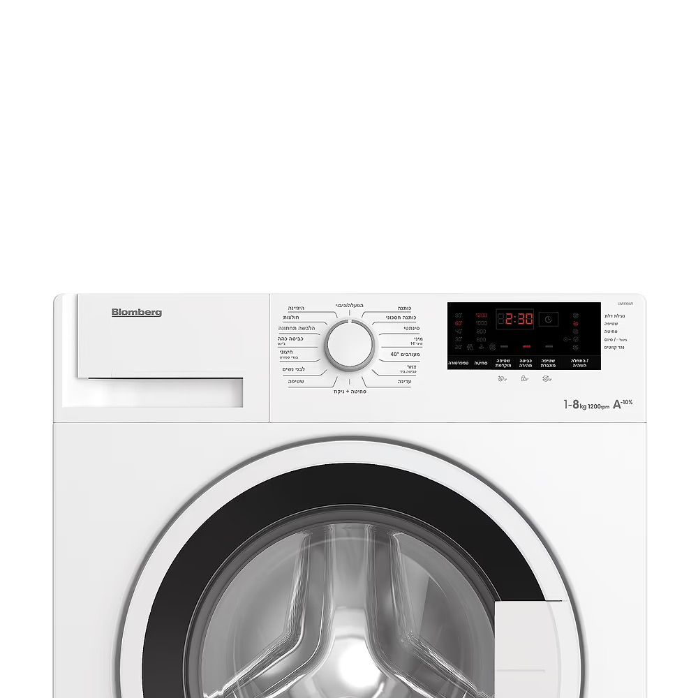 מכונת כביסה BLOMBERG פתח קדמי 8 ק"ג דגם LWF8107W - לבן, תפריט בעברית, יבואן רשמי – תמונה 3