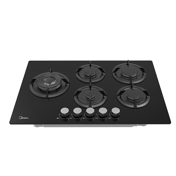 כיריים גז 5 להבות זכוכית שחורה MIDEA 75GH503 יבואן רשמי – תמונה 3