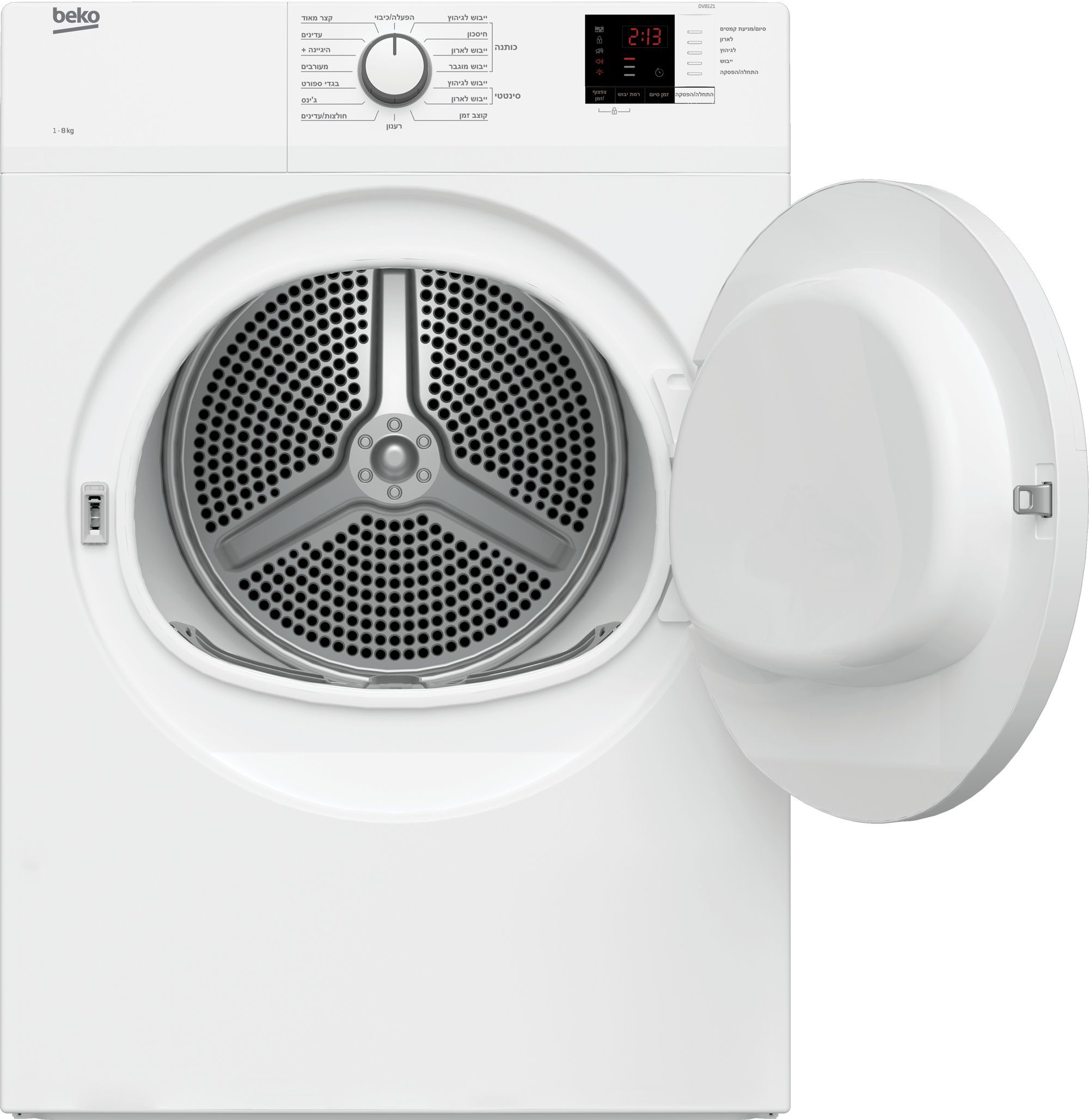 מייבש כביסה Beko DV8121 לבן - 8 ק"ג, 15 תוכניות ייבוש | יבואן רשמי-שנתיים אחריות – תמונה 2