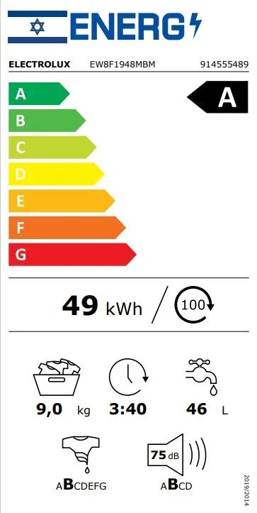 מכונת כביסה 9 קילו Electrolux EW8F1948MBM יבואן רשמי – תמונה 2