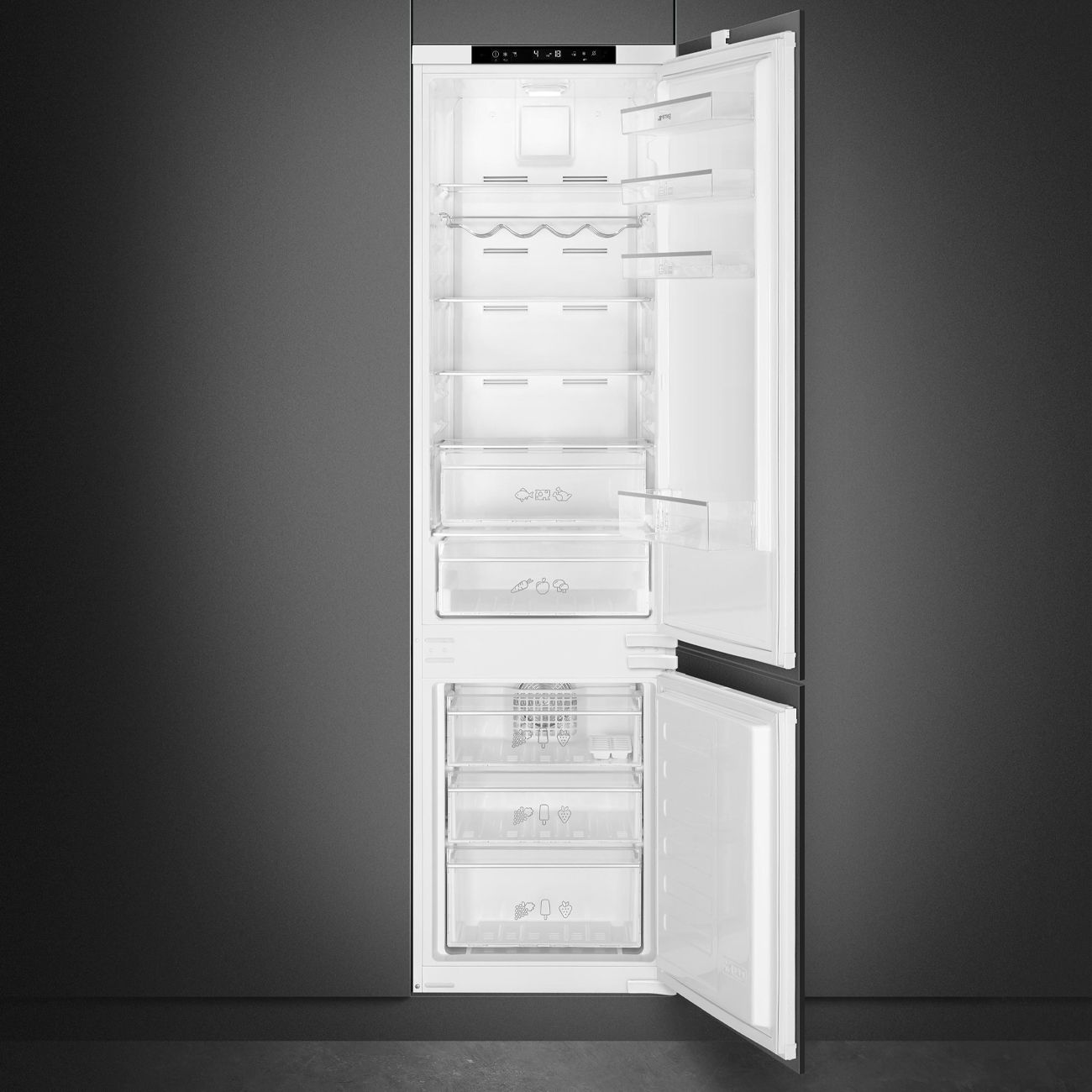 מקרר אינטגרלי SMEG C8194TNE בנפח 284 ליטר עם מקפיא תחתון – תמונה 2