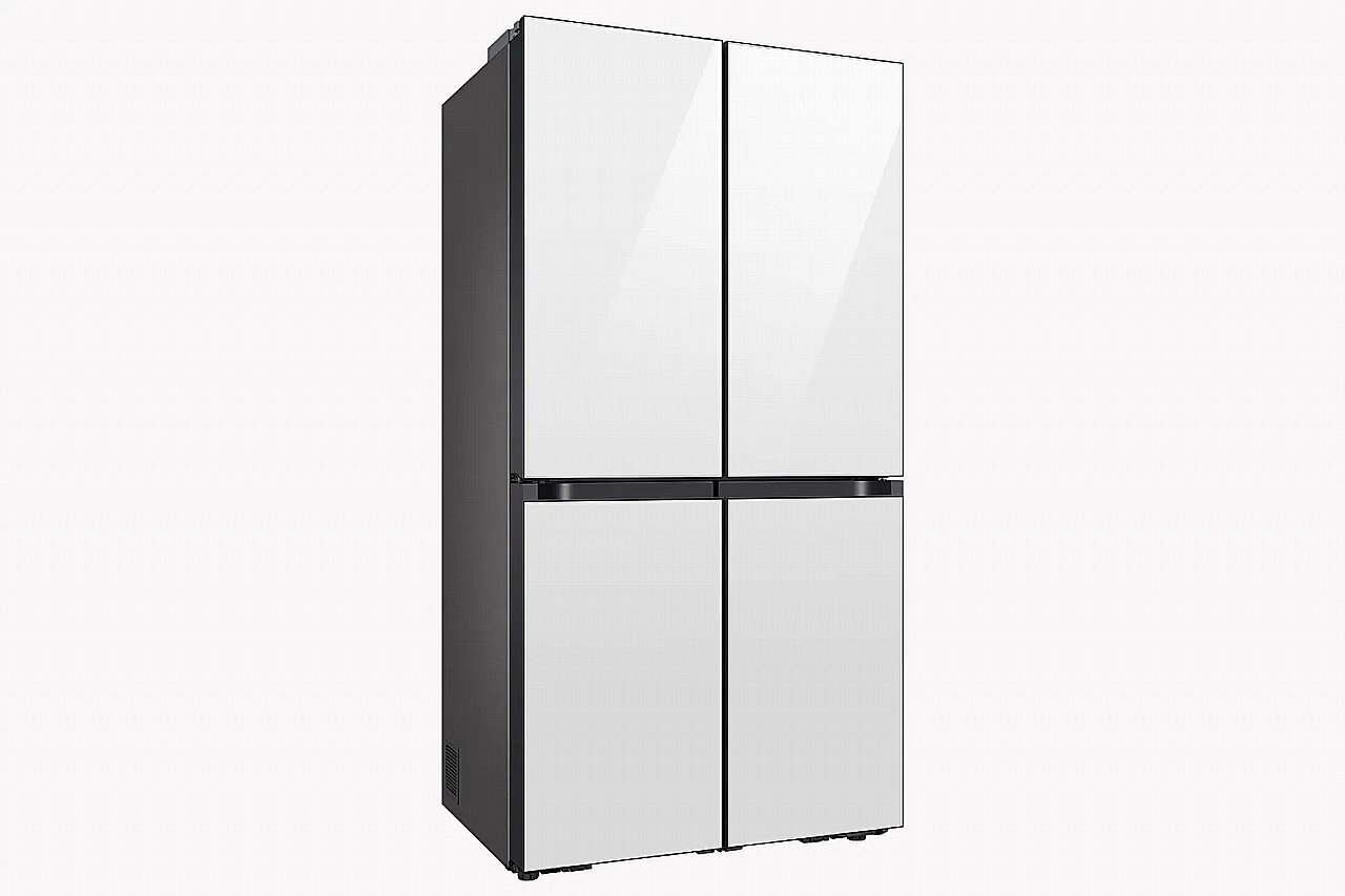 Samsung RF70DB9125WH – מקרר 4 דלתות BESPOKE בנפח 636 ליטר, זכוכית לבן פנינה | יבואן רשמי