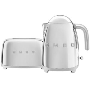 סט ארוחת בוקר רטרו SMEG - קומקום ומצנם תואמים במבצע - גוון נירוסטה | משלוח מהיר