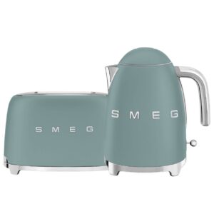 סט ארוחת בוקר רטרו SMEG - קומקום ומצנם תואמים במבצע - גוון ירוק אמרלד מט | משלוח מהיר