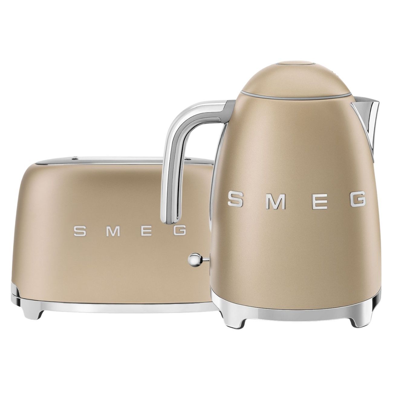 סט ארוחת בוקר רטרו SMEG - קומקום ומצנם תואמים במבצע - גוון שמפניה