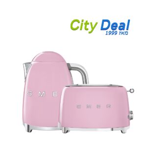 סט ארוחת בוקר רטרו SMEG - קומקום ומצנם תואמים במבצע - גוון ורוד | משלוח מהיר