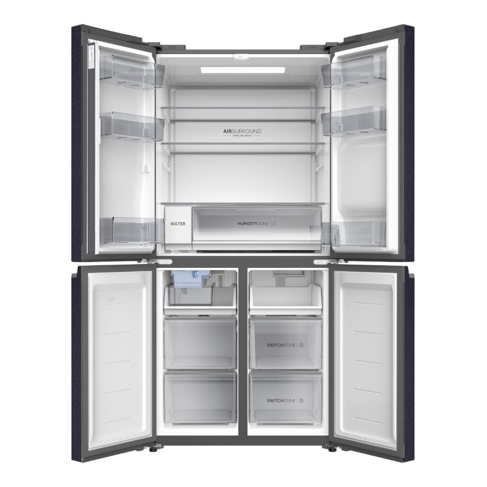 מקרר 4 דלתות מקפיא תחתון 507 ליטר Haier HRF5800BS אבן שחורה - עם בר מים וקרח - אחריות יבואן רשמי
