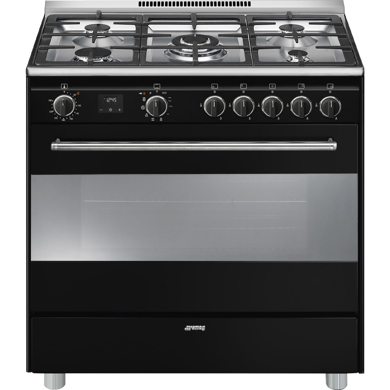 תנור משולב כיריים גז SMEG BG91 Black – ברוחב 90 ס"מ 115 ליטר עם טורבו כפול | משלוח מהיר