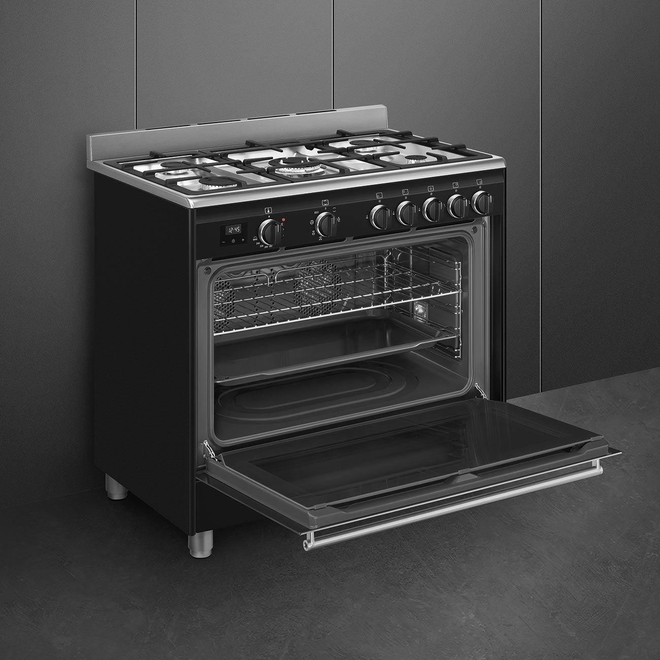 תנור משולב כיריים גז SMEG BG91 Black – ברוחב 90 ס"מ 115 ליטר עם טורבו כפול | משלוח מהיר – תמונה 4