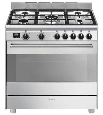 תנור משולב כיריים גז SMEG BG91 Inox – ברוחב 90 ס״מ 115 ליטר עם טורבו כפול