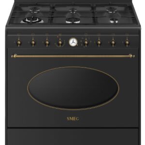 SMEG CO96 Black - תנור משולב כיריים גז ברוחב 90 ס״מ 6 להבות עיצוב איטלקי